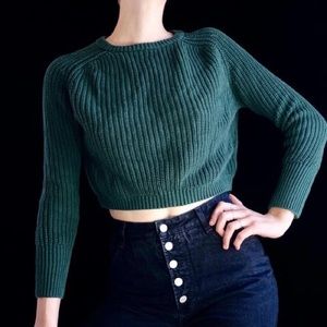 Green Cropped Sweater
